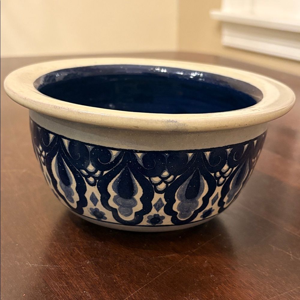 Elegant Tonala Blue and Cream Planter Bowl